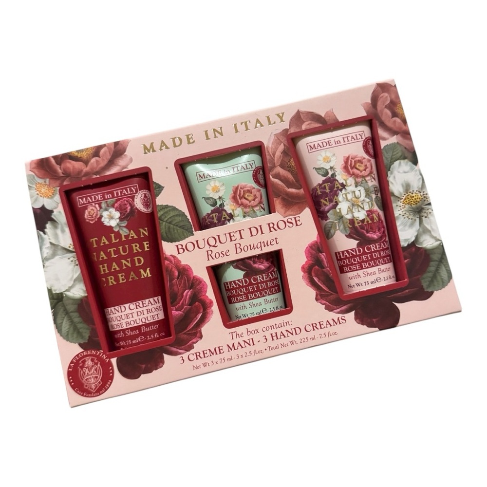 Italian Nature Luxury Box Hand Cream Rose Set bouquet Gift Set Of 3